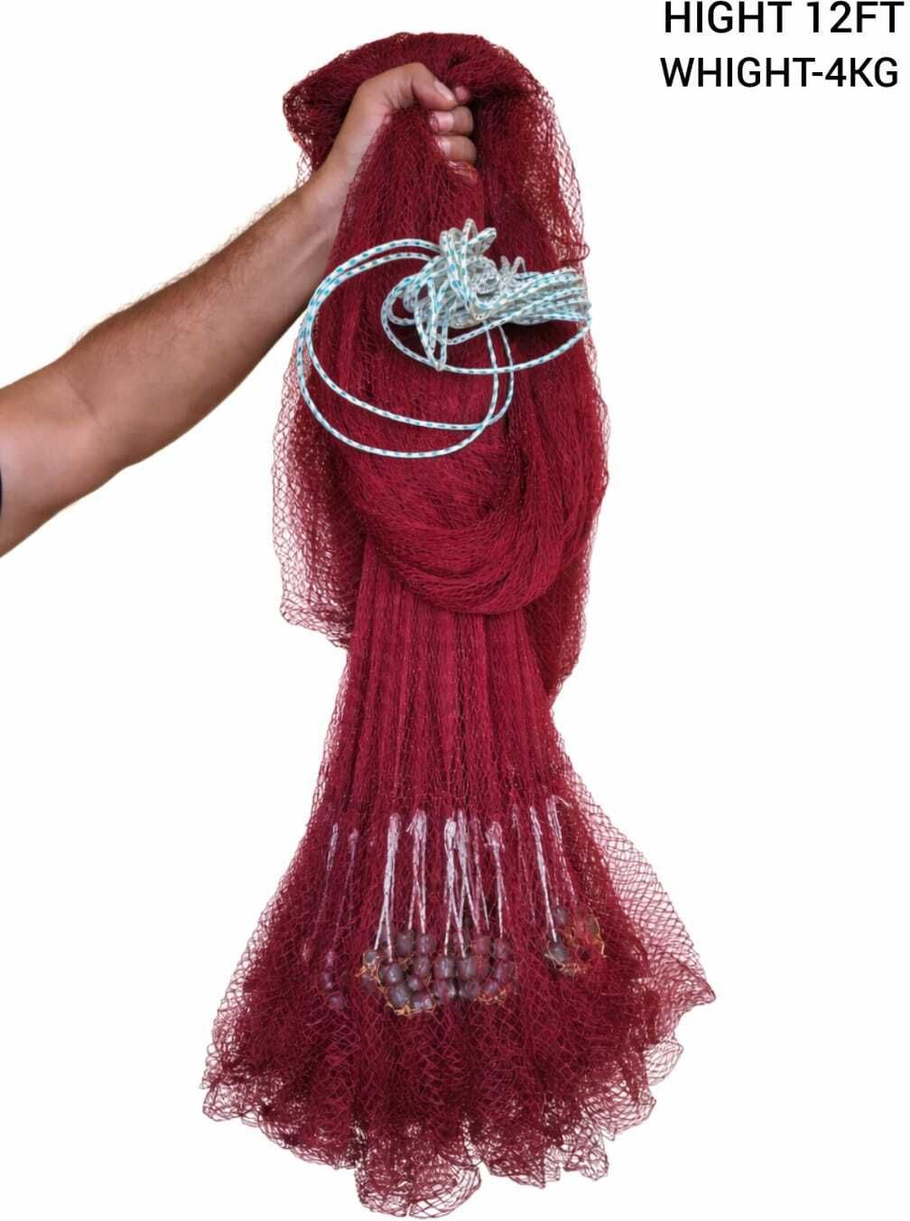 Cast Fising Net Coloure Brawn Hight - 12 ft And Raond 56FT Size 16mm fising net Water Polo Net