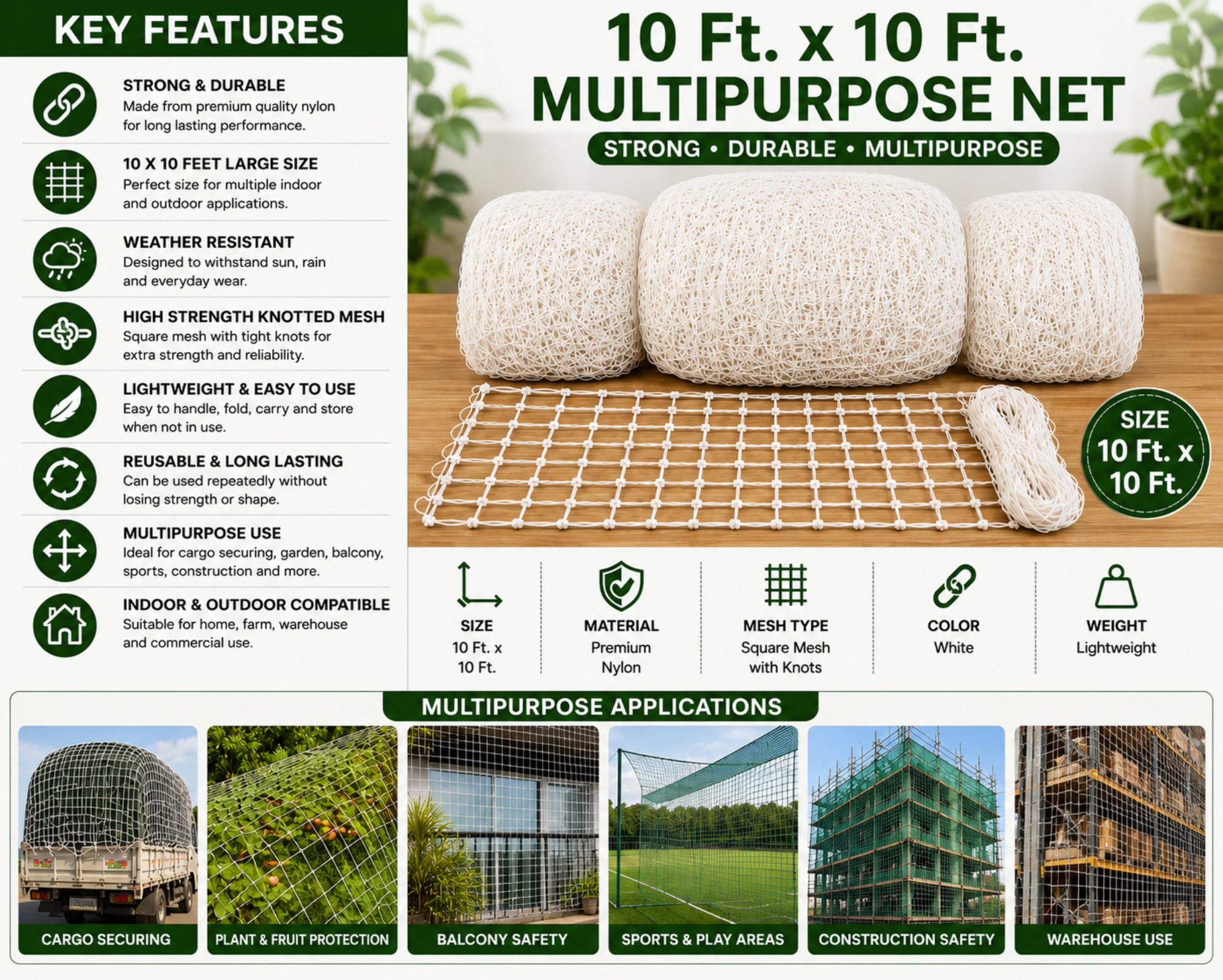 High Strength Utility Net 10x10 Ft Camping Net-image-46