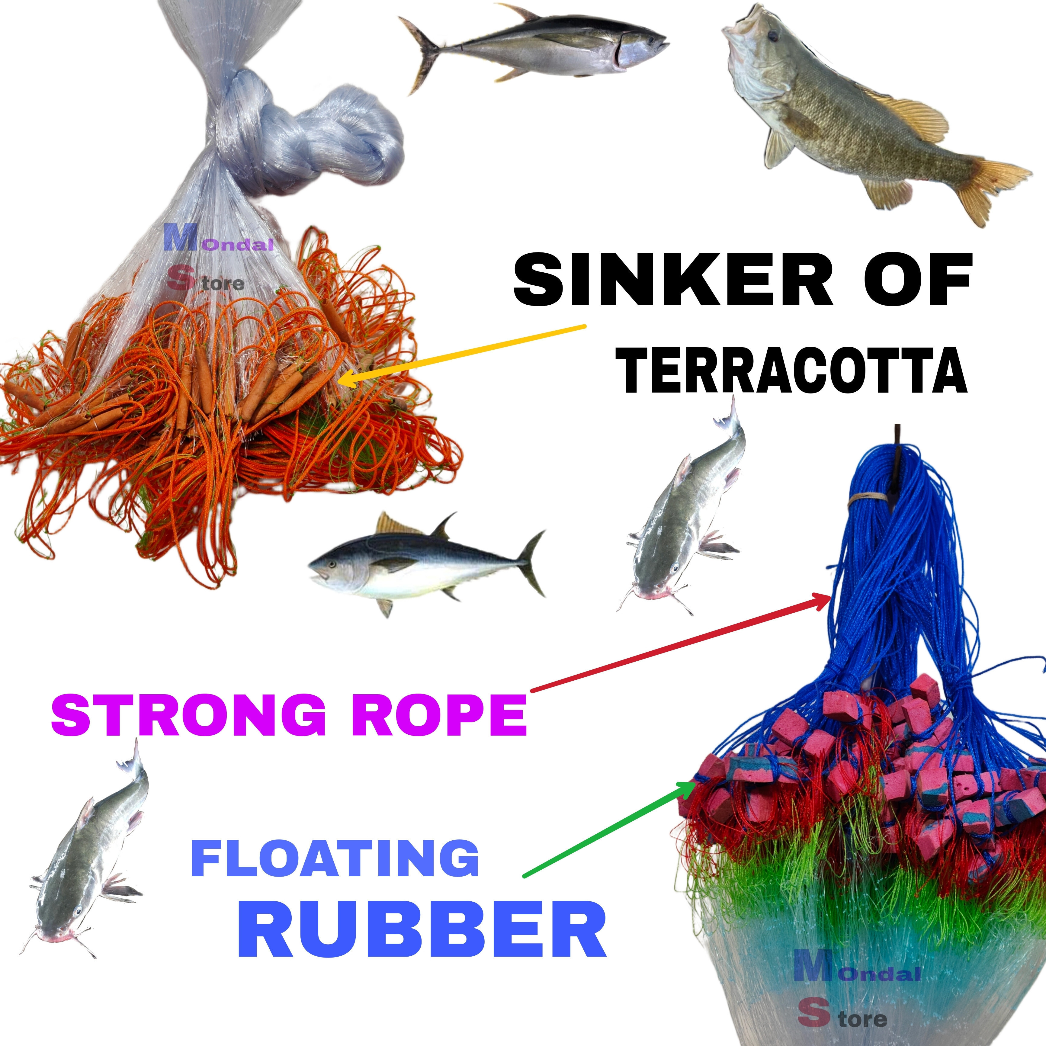mondal store 2 FINGER GILLNET MUD SINKER, HEIGHT 5F, UP LENGTH 50F, FISHING NET. Fishing Net image 1