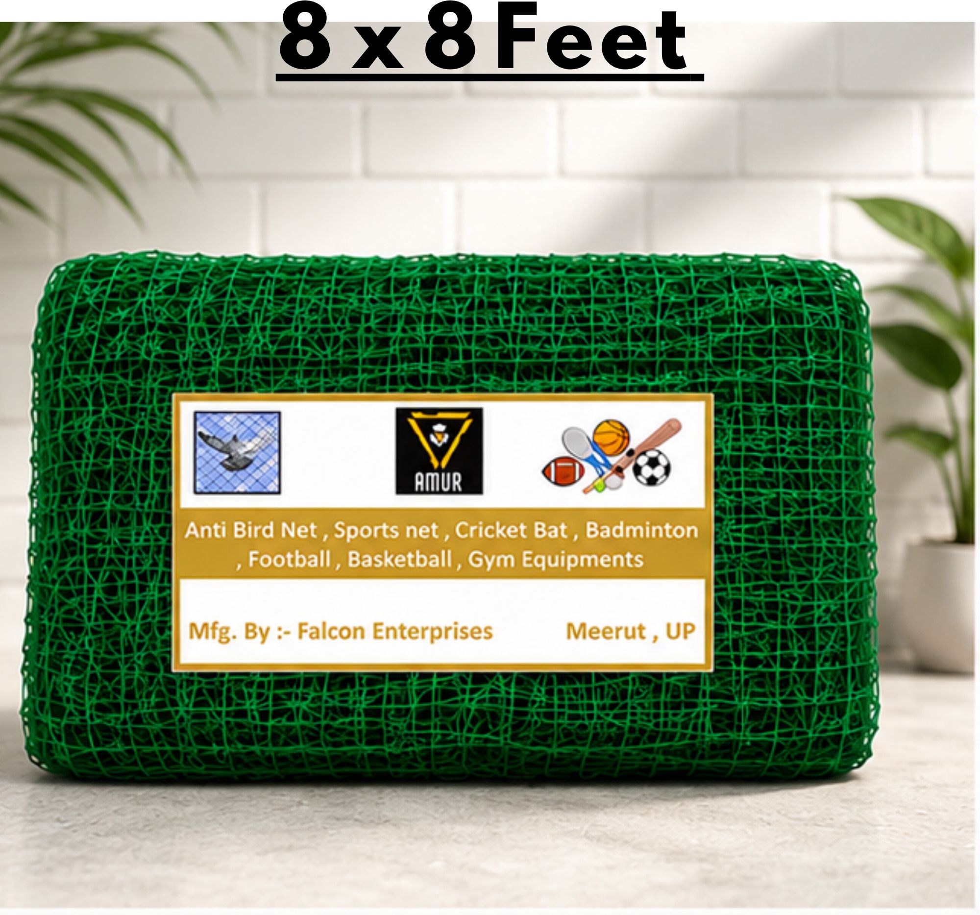 falcon 8 x 8 Feet Multipurpose Green Mesh Net | Weather Resistant Outdoor Net Camping Net-picture-36