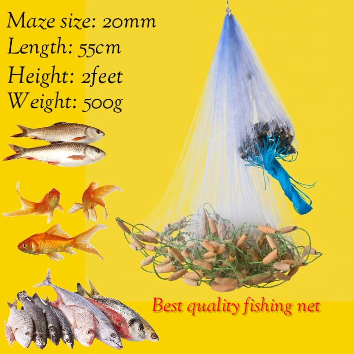 20MM Half Finger Fishing Net with Float & Sinker50ft langth hight 2ft Water Polo Net