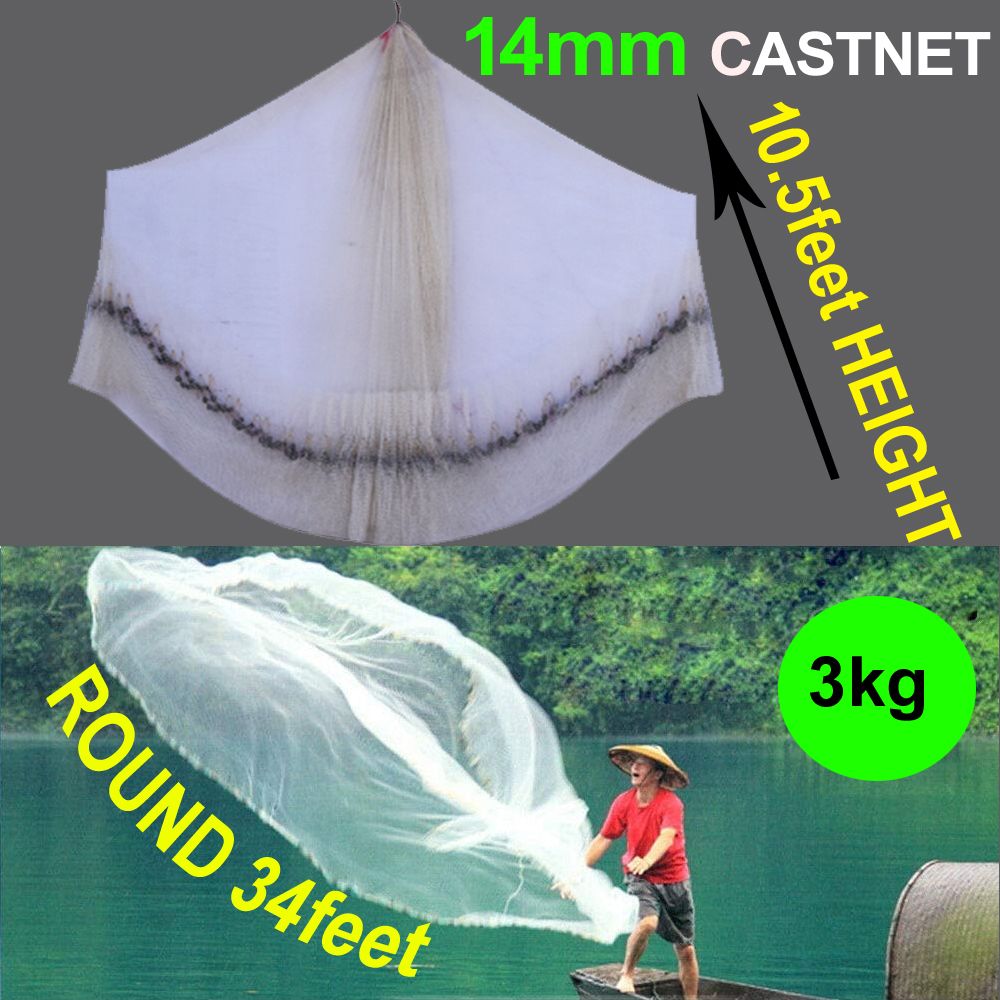 kvfishnet CAST FISHING NET 14mm MESH(GAP), ROUND 43feet, HEIGHT 10.5feet, WEIGHT 3kg Fishing Net-picture-17