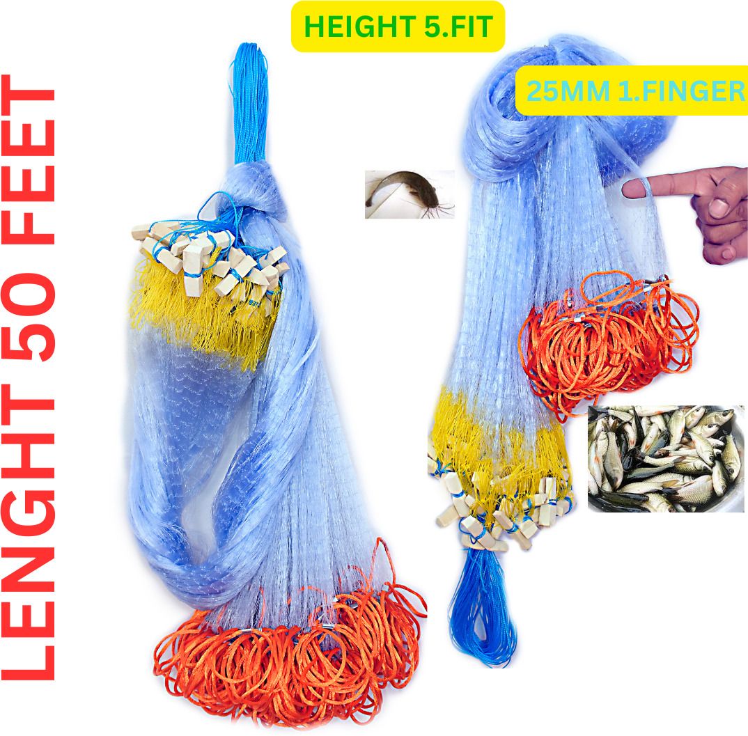 1 FINGER 30mm GILLNET LEAD SINKER, HEIGHT 5FT, UP LENGHT 50FT, DOWN LENGHT 100FT Fishing Net-image-32
