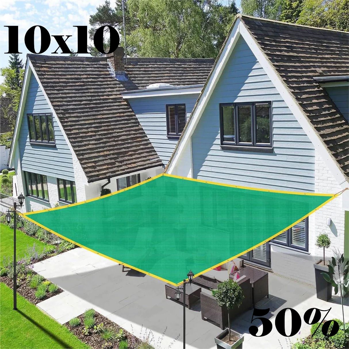Shade Net Size 10 x 10 Feet-G-20 Portable Green House (Green)50% Water Polo Net