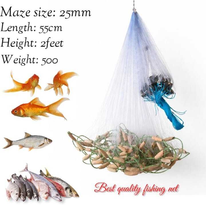20 MM Half Finger Fishing Net with Float & LANGHT 55FT Water Polo Net