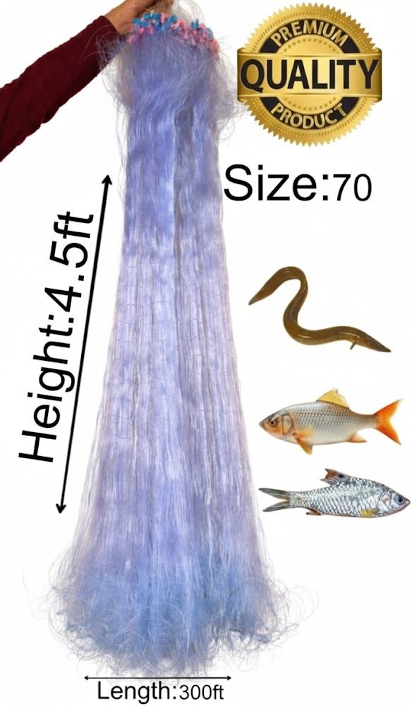 70MM Half Finger Fishing Net with Float & Sinker300ft langth hight 2ft Water Polo Net