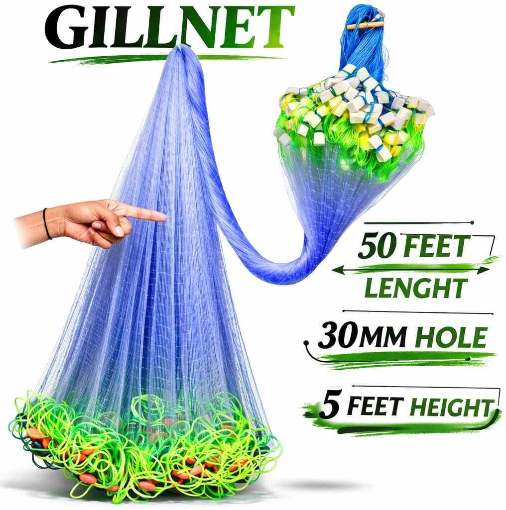 ahmedfishnet 1 Finger 30mm Mesh size Gillnet Height 5feet Fishing Net-picture-20