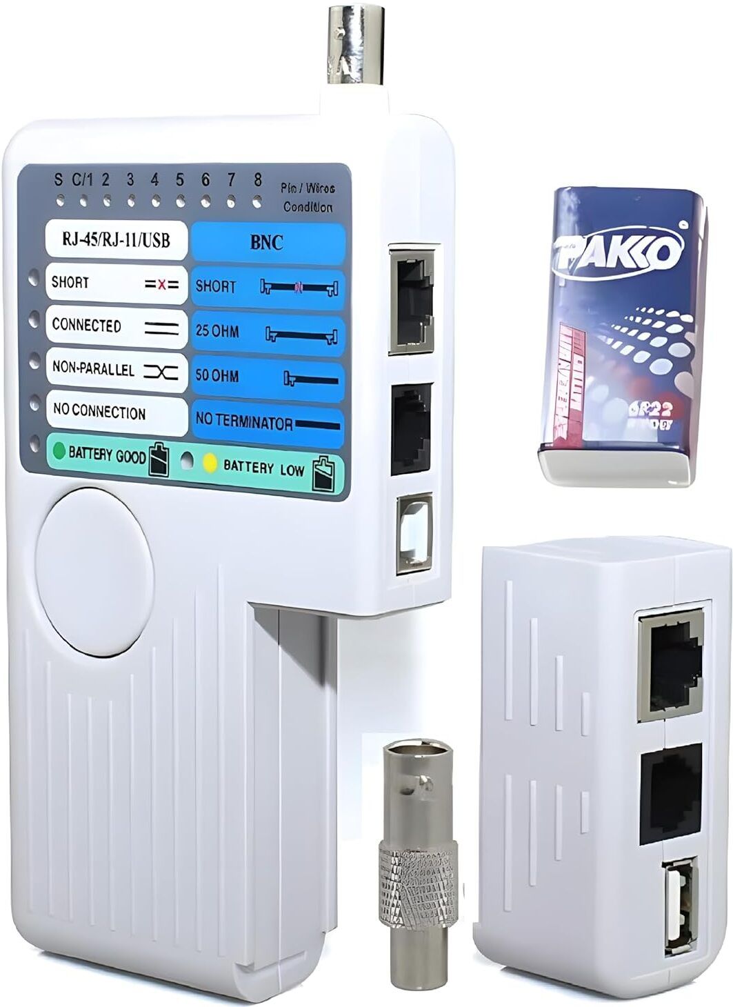 coolcold Remote Cable Tester RJ11 RJ45 USB BNC LAN Network Cable Tester for LAN Cables Network Interface Card