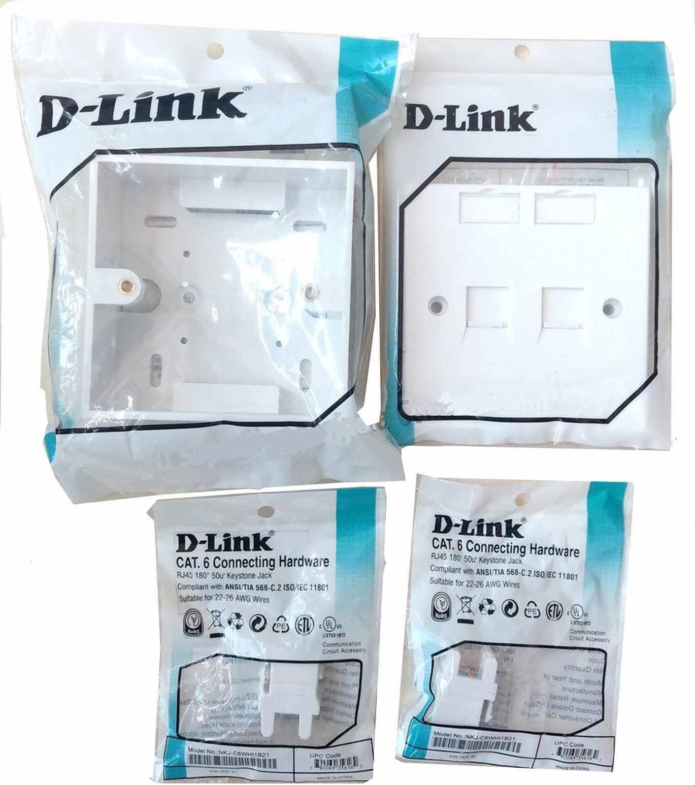 D-Link Two CAT6 I/O Keystone Jack + 1 Gang Box + 1 Dual Port Face Plate (Combo Set) Network Interface Card-picture-17