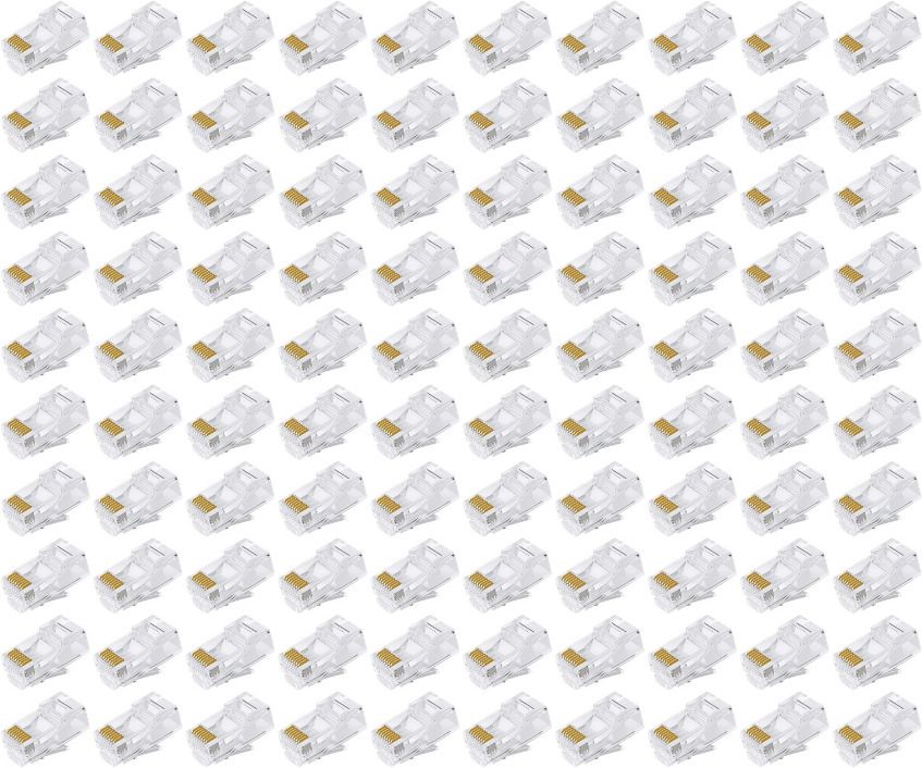 EXPERTRONICS 100pcs RJ45 Connectors Modular 8 Pin Network Cable Plugs RJ-45 Adapter Crimps Network Interface Card