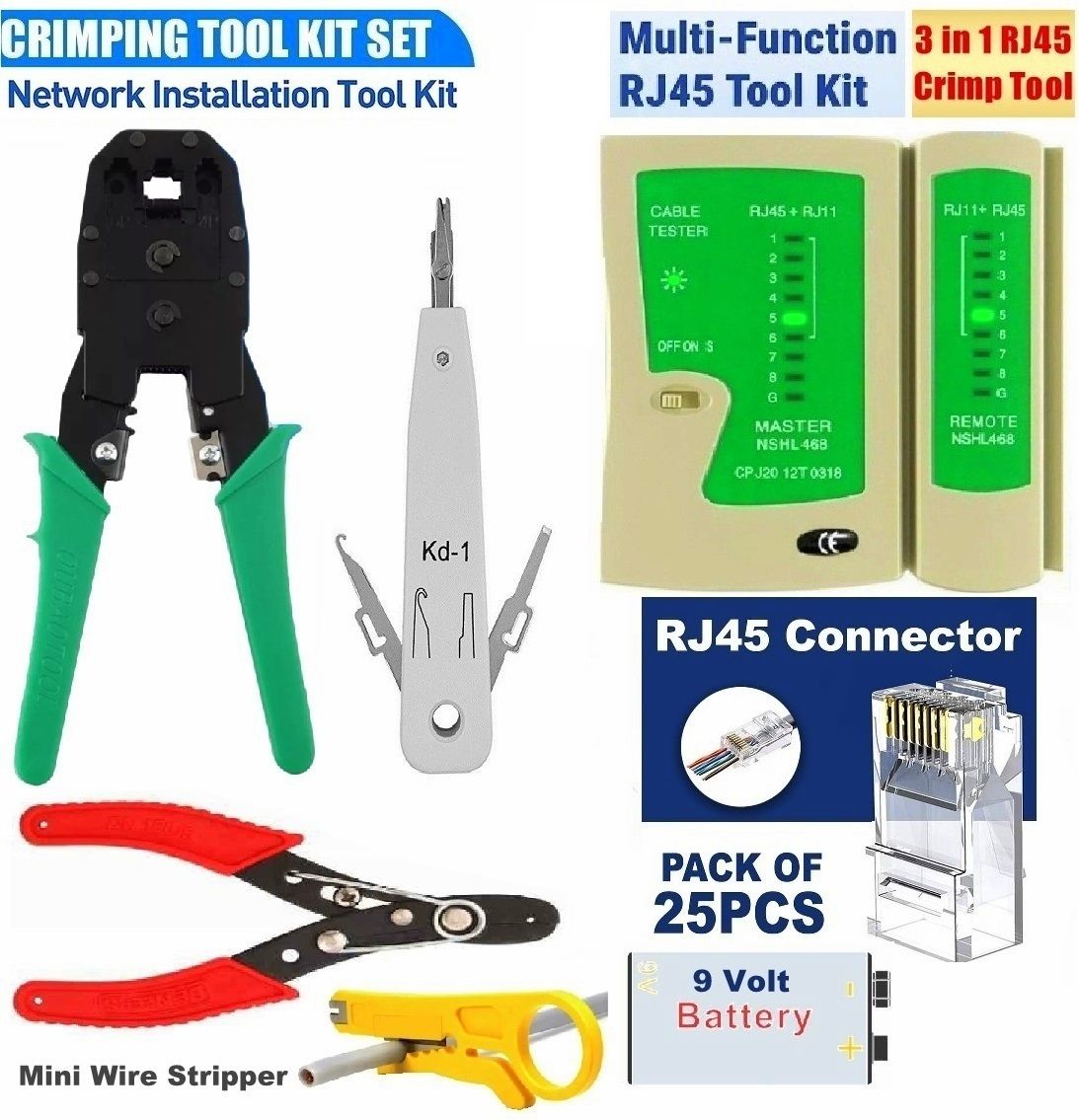 BALRAMA RJ45 RJ11 Cable Crimping Tool Kit Network LAN CCTV Camera Computer Wire Stripper Network Interface Card-image-3