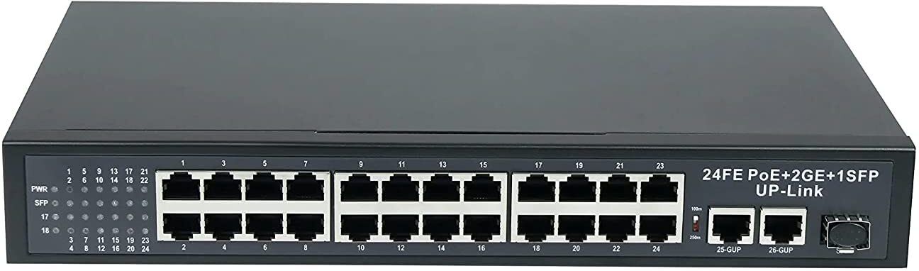RAMEX 24-Port 100M PoE Switch, 2 GE Uplinks, 1 SFP, 300W 24 Ports 100 Mbps Network Switch-image-49