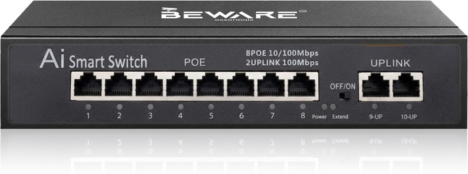 beware 8 Port PoE Switch 10/100 9 Ports 100 Mbps Unmanaged Network Switch-picture-27