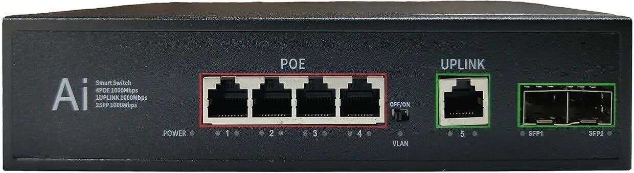 HANUTECH 4-Port Gigabit PoE Switch, 1 Uplink, 1 SFP (No Module), 65W 4 Ports 1000 Mbps Network Switch-image-29