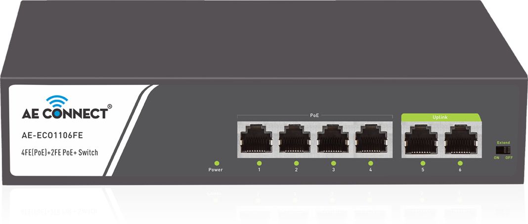 AeConnect AE-ECO1106FE 6 Port PoE Switch (4 PoE+ + 2 Uplink, 65W) 6 Ports 100 Mbps Unmanaged Network Switch-image-25