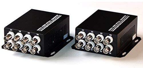 HANUTECH 8 Channel BNC to Fiber Media Converter Video Audio Data Over Fiber 20KM 1 Ports 1000 Mbps Unmanaged Network Switch-image-2