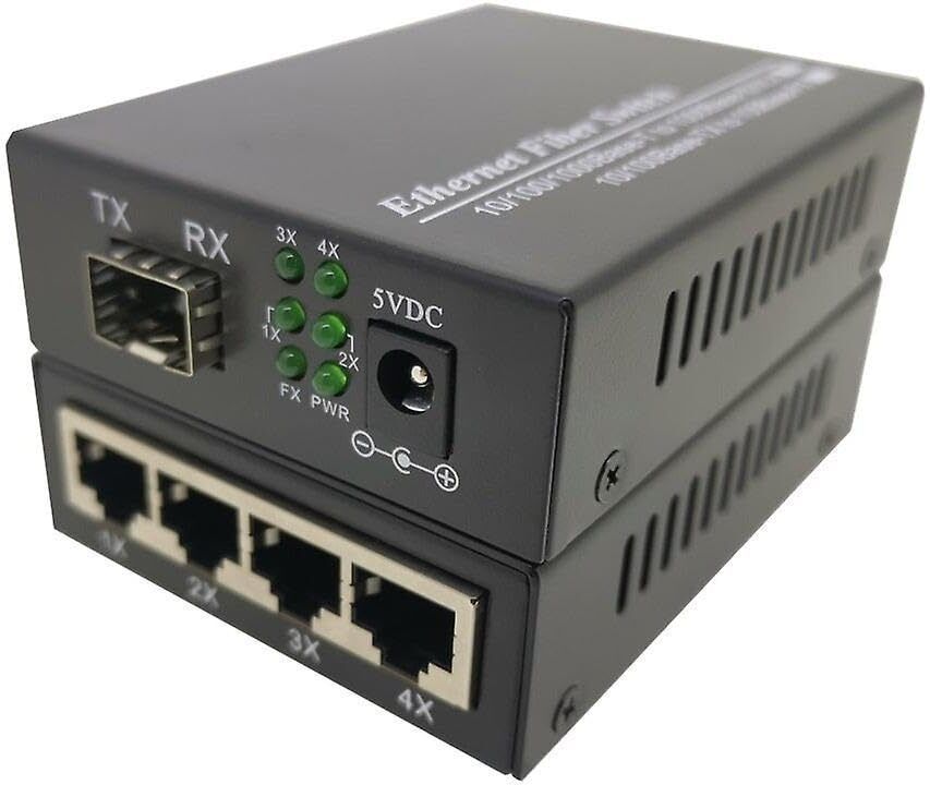 HANUTECH 4 RJ45 Fiber Media Converter Gigabit 10/100/1000Mbps Base-Tx to Base-Fx 1 Ports 1000 Mbps Unmanaged Network Switch-image-42