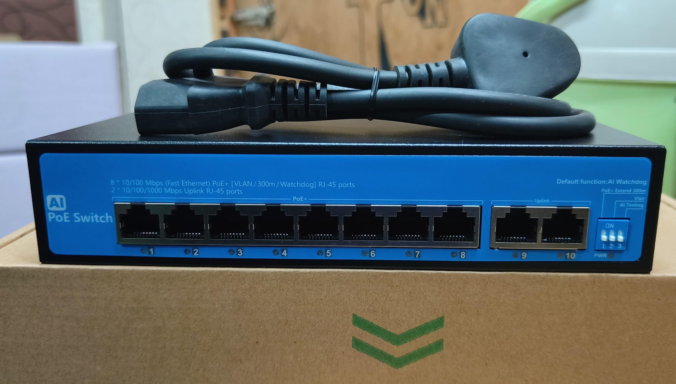 HANUTECH 8-Port PoE Switch, 2 Gigabit Uplinks, Auto Fault Detection, 160W 8 Ports 1000 Mbps Network Switch-image-2