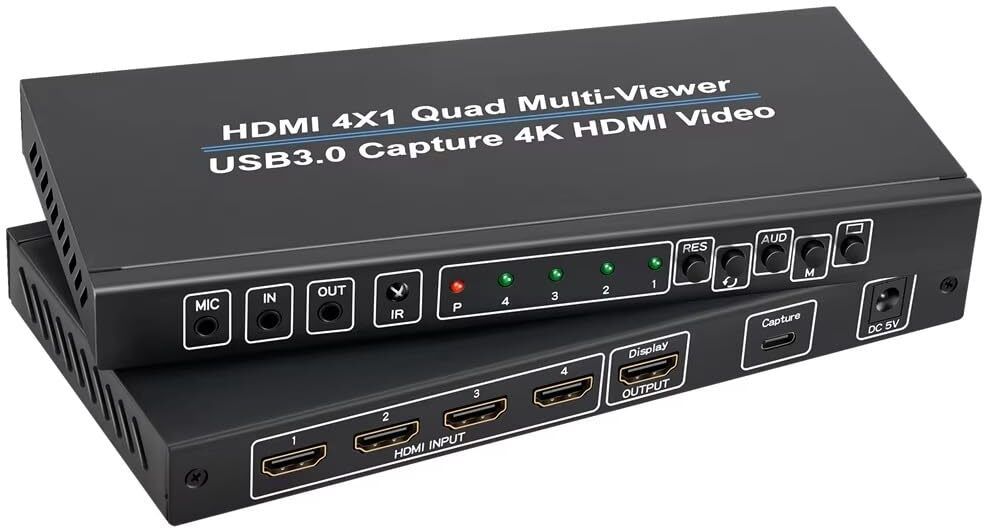 HANUTECH HDMI 4x1 Quad Multi-Viewer 4K@30Hz USB 3.0 Screen Splitter 2 Ports 100 Mbps Smart Network Switch-image-23