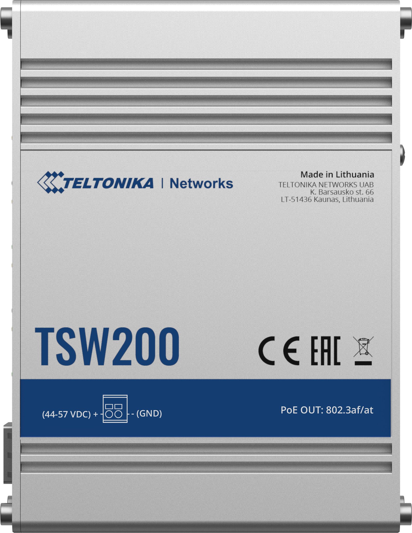Teltonika TSW200 INDUSTRIAL UNMANAGED POE+ SWITCH 8 Ports 1000 Mbps Network Switch-image-1
