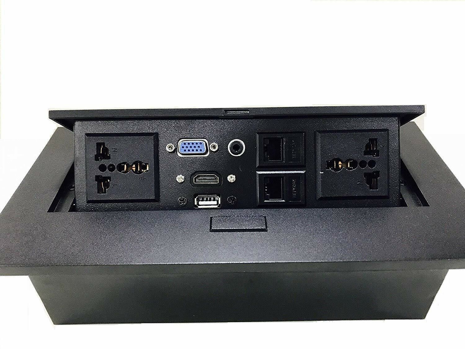 ELECTRO WOLF Hydraulic Cable Cubby Popup Box with HDMI/VGA/2 Power Connector/Audio/USB/2 LAN 2 Ports 100 Mbps Fully Managed Network Switch-image-26