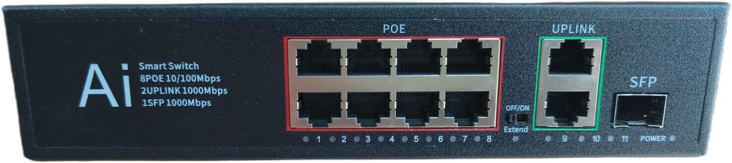 RAMEX 8 Port PoE Switch, 2GE Uplink + 1G SFP, 96W 8 Ports 1000 Mbps Smart Network Switch-image-32