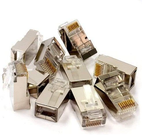 MECCLIEN RJ45 Cat6 Network Ethernet Cable Connectors 8P8C Metal Shield Male Plug 100-Pack 0 Ports 100 Mbps Network Switch