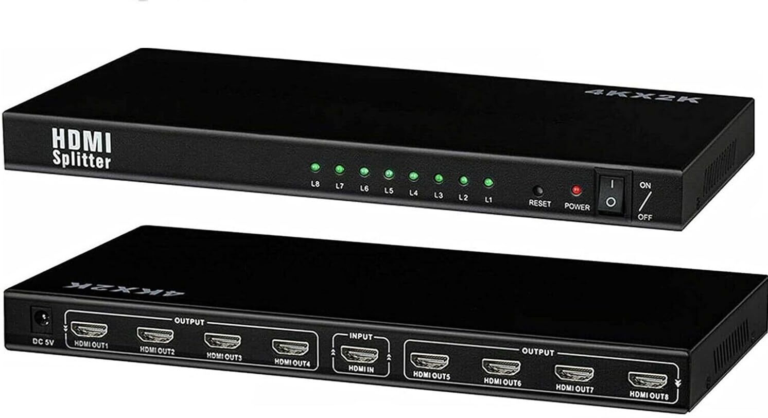 RAMEX 1x8 HDMI Splitter 4K@60Hz HDMI2.0b Splitter 1in 8 Out Audio Video Distributor 2 Ports 100 Mbps Smart Network Switch-image-46