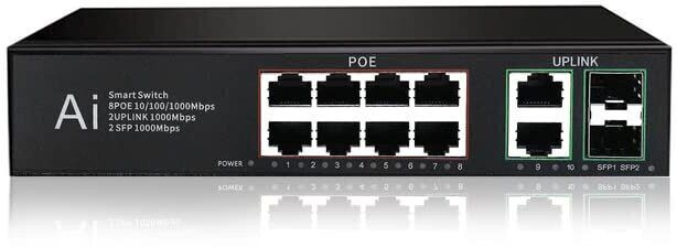 HANUTECH 8-Port PoE Switch, 2 RJ45 Uplinks, 2 SFP Ports (No Module), 120W 8 Ports 1000 Mbps Network Switch-image-30