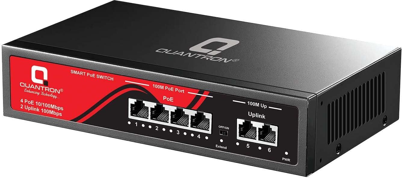 Quantron QPOE -04, 4 Port 10 / 100MBPS POE Switch | Poe Desktop Switch with 2uplink Port 6 Ports 100 Mbps Network Switch-image-47