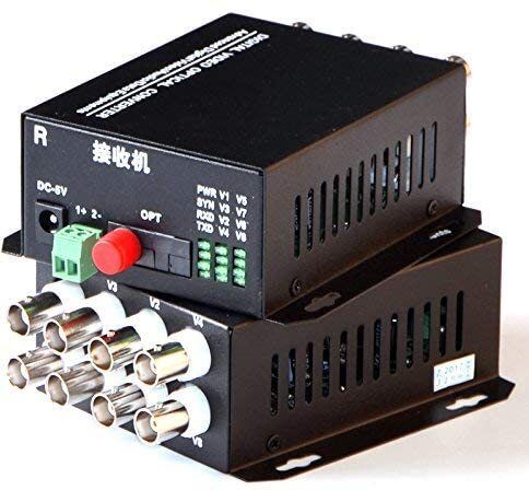 HANUTECH 8 Channel BNC to Fiber Optic Converter, 960P Video Audio Data 25KM Pair 0 Ports 100 Mbps Unmanaged Network Switch-image-3