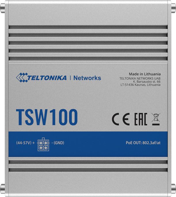 Teltonika TSW100 INDUSTRIAL UNMANAGED POE+ SWITCH 5 Ports 1000 Mbps Network Switch-image-0