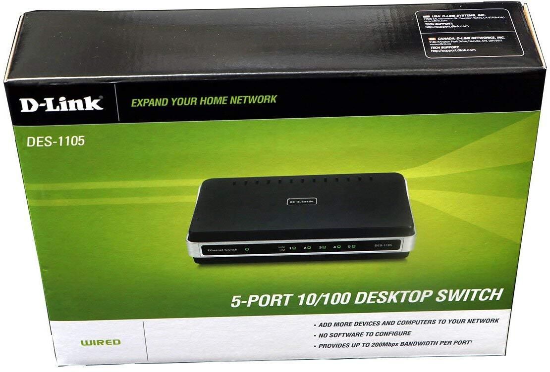 FIRSTPOINTSHOP DES-1105 Unmanaged Desktop Switch(wall mountable) 5 Ports 100 Mbps Network Switch