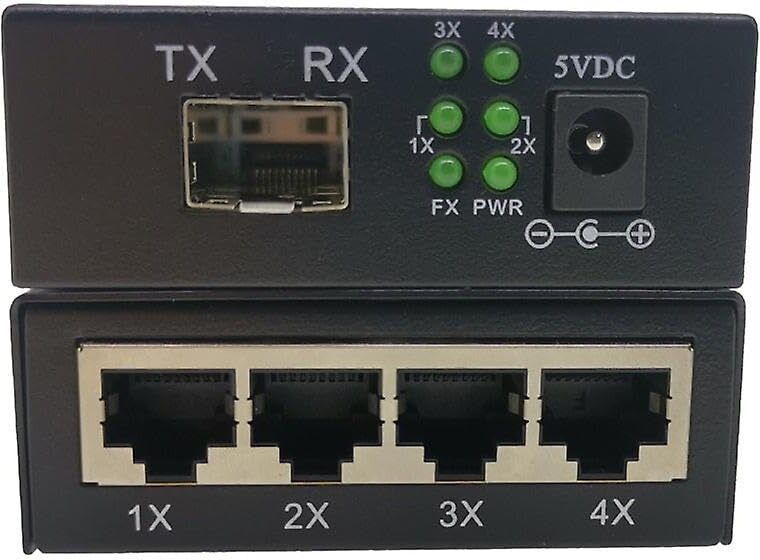HANUTECH 4 RJ45 Fiber Media Converter Gigabit 10/100/1000 Base-Tx to Base-Fx 2Pcs 1 Ports 1000 Mbps Unmanaged Network Switch-image-37