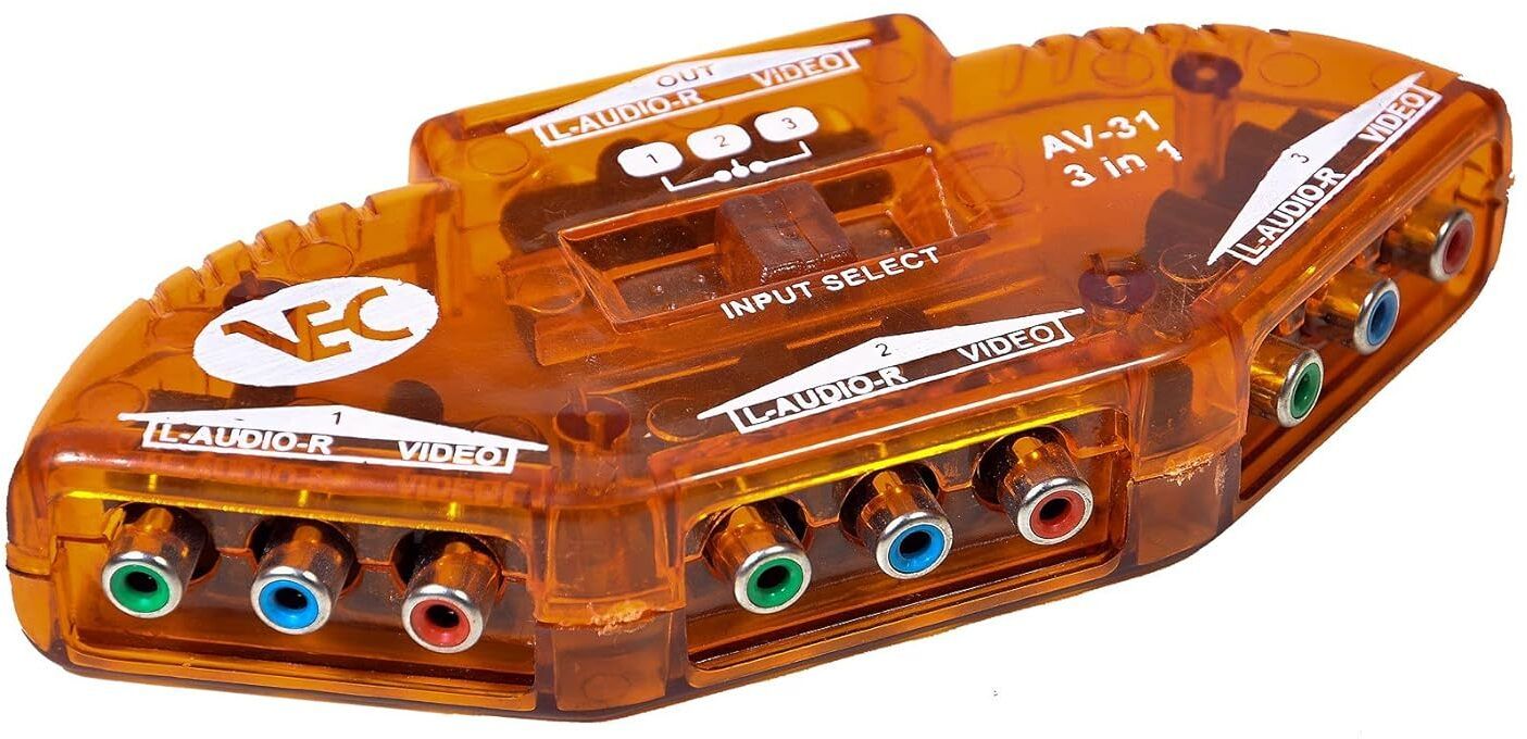 DEVBHOOMI DB-RCA Splitter with 3-Way Audio, Video RCA Switch Box + RCA Cable 3RCA. 4 Ports 100 Mbps Network Switch-picture-13