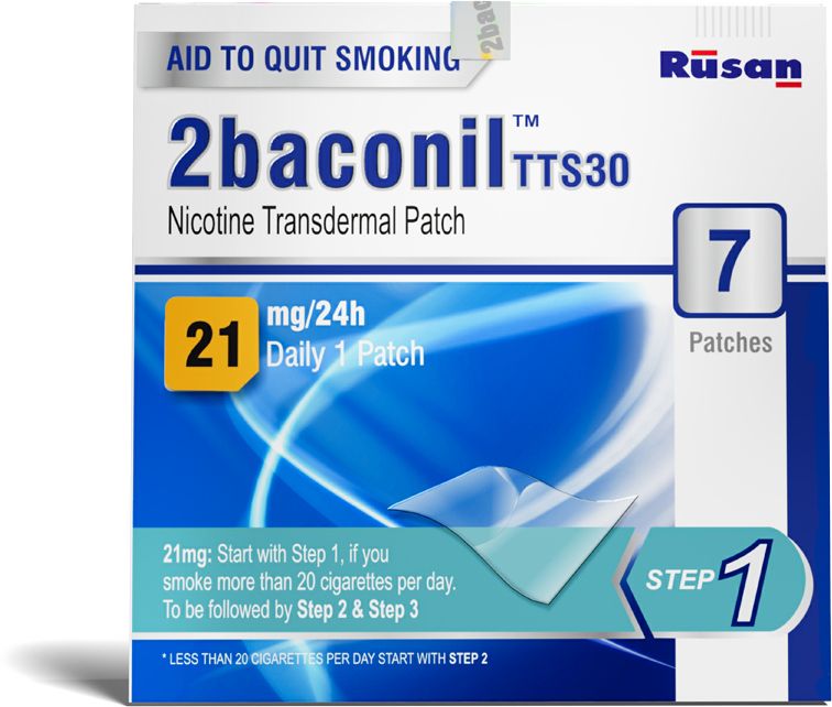 Rusan 2baconil Nicotine Transdermal Patch 21mg/24h | 7 Patches (Step 1) Nicotine Patch-image-28