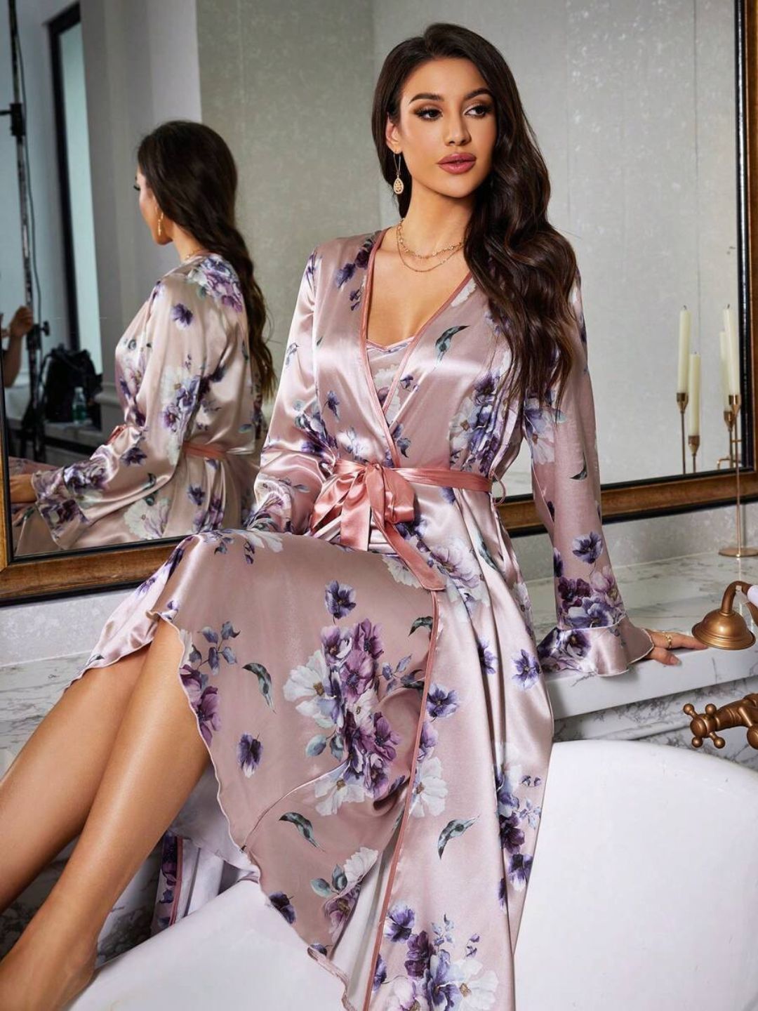 Pack of 2 Women Nighty with Robe-image-11