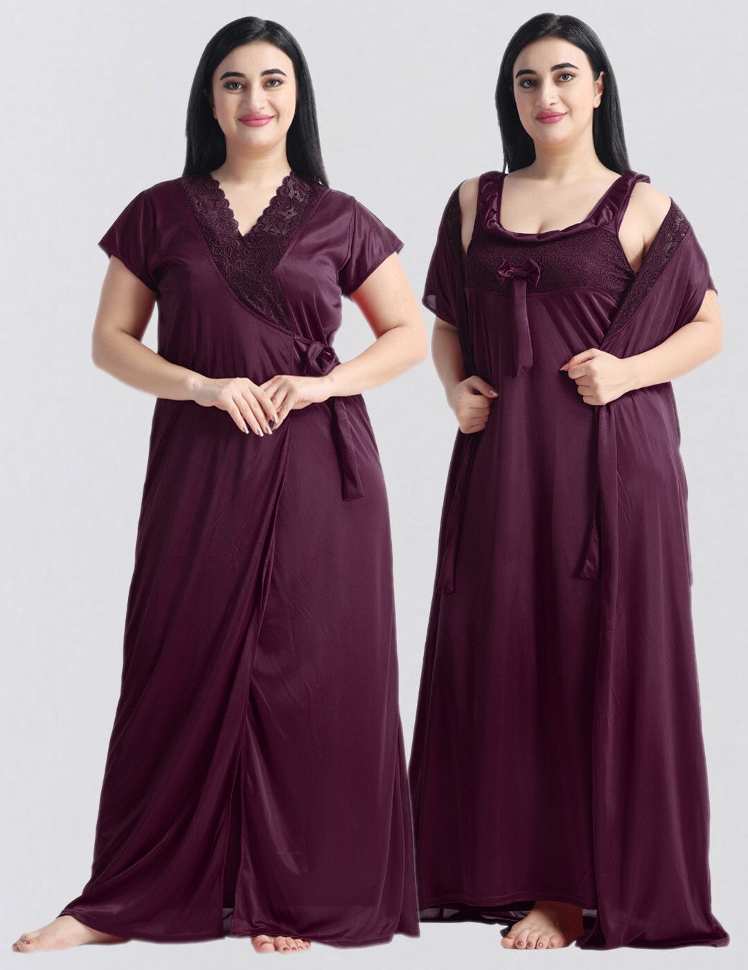 night keys Women Nighty with Robe-picture-20