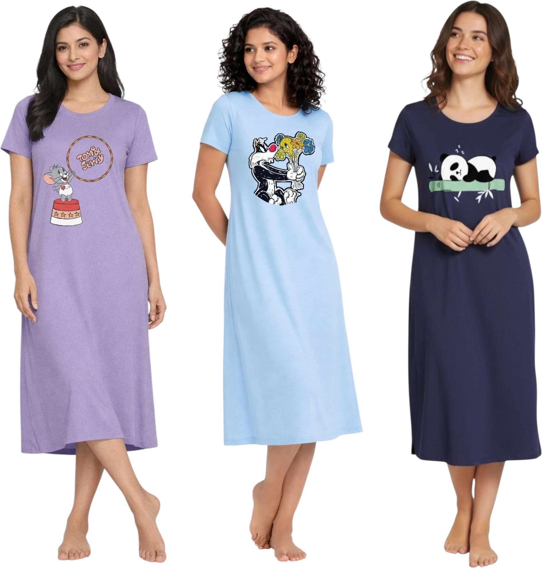 Pack of 3 Women Nightdress-image-47