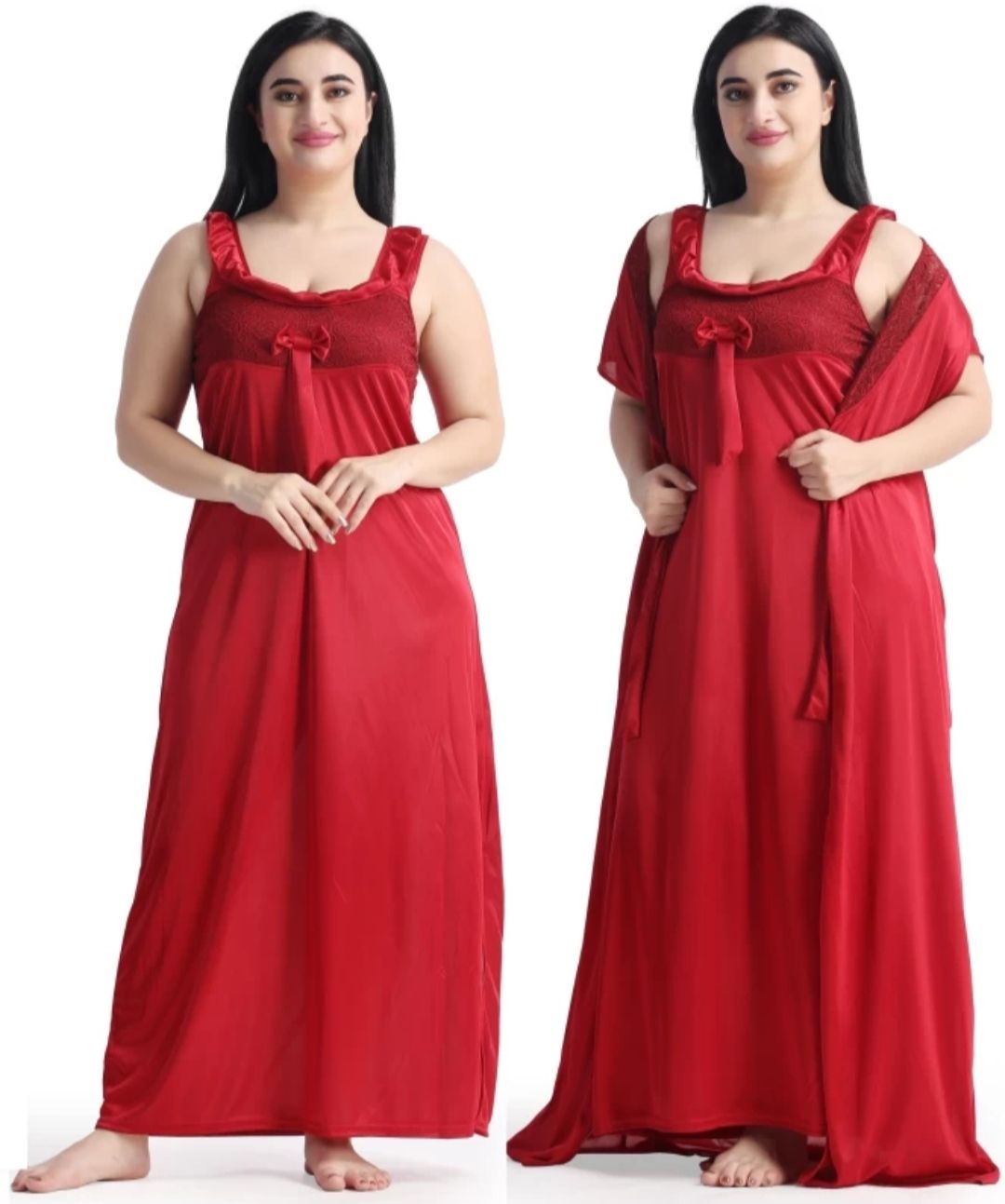 Pack of 2 Women Nighty with Robe-image-40
