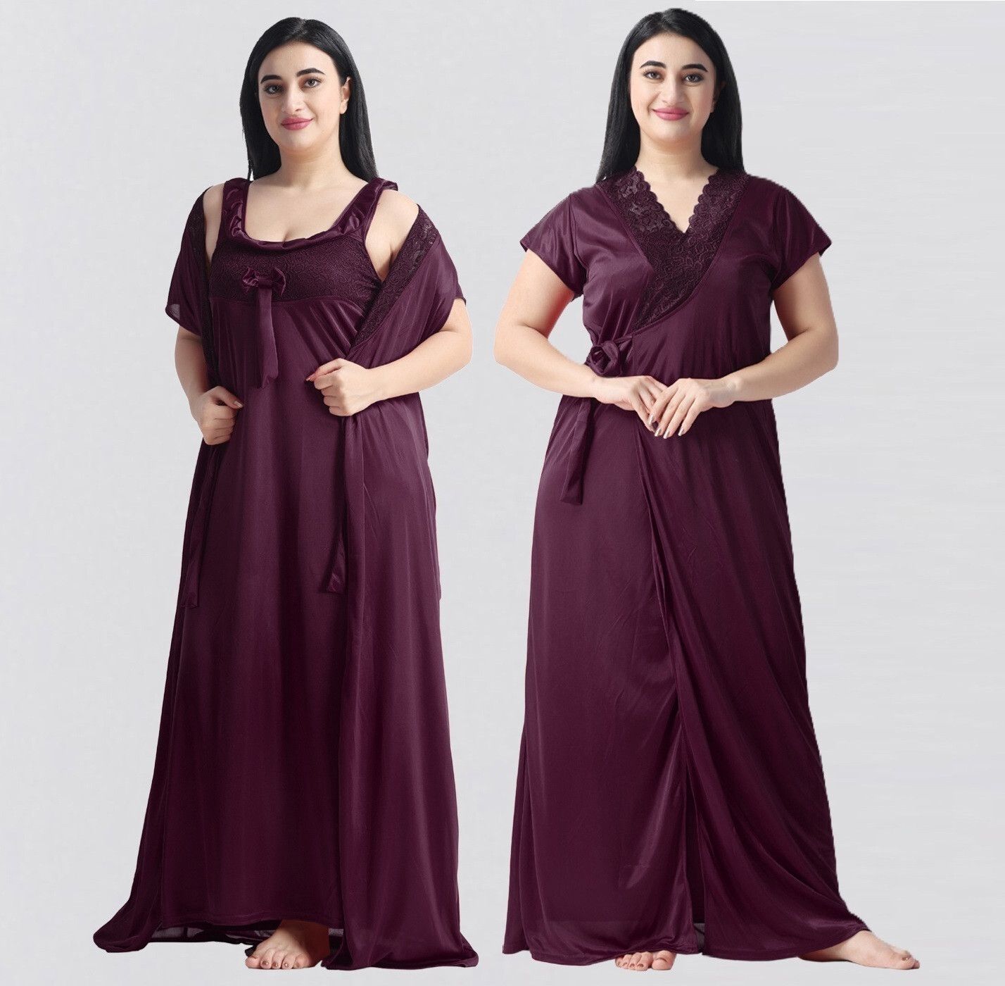 night keys Pack of 2 Women Nighty with Robe-picture-13