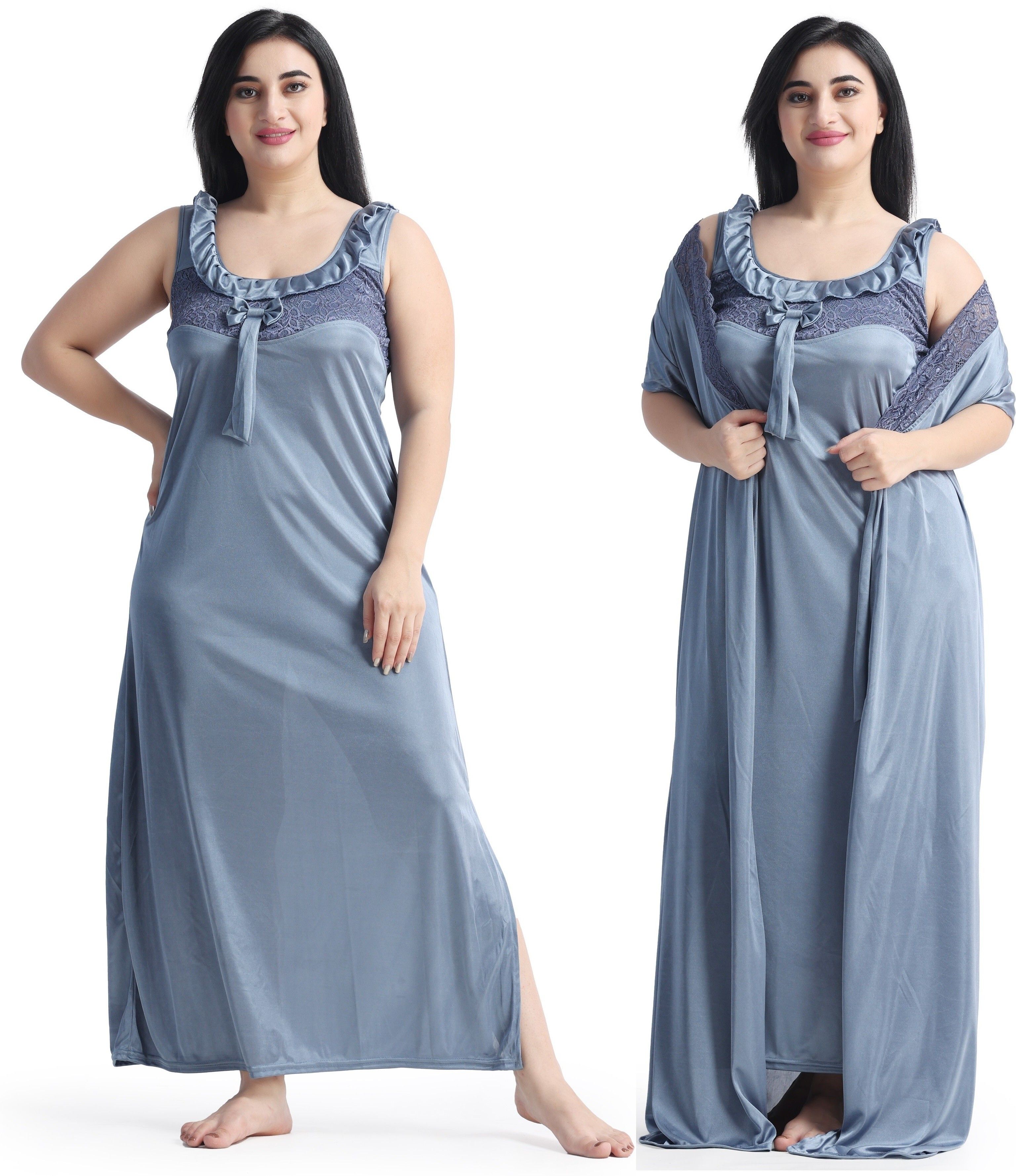 night keys Pack of 2 Women Nighty with Robe-picture-10