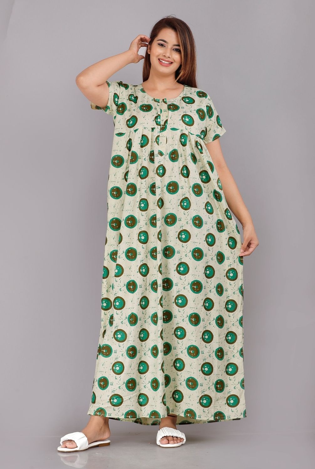 vilakshan Self Design Pure Cotton Stitched Flared/A-line Gown-picture-20