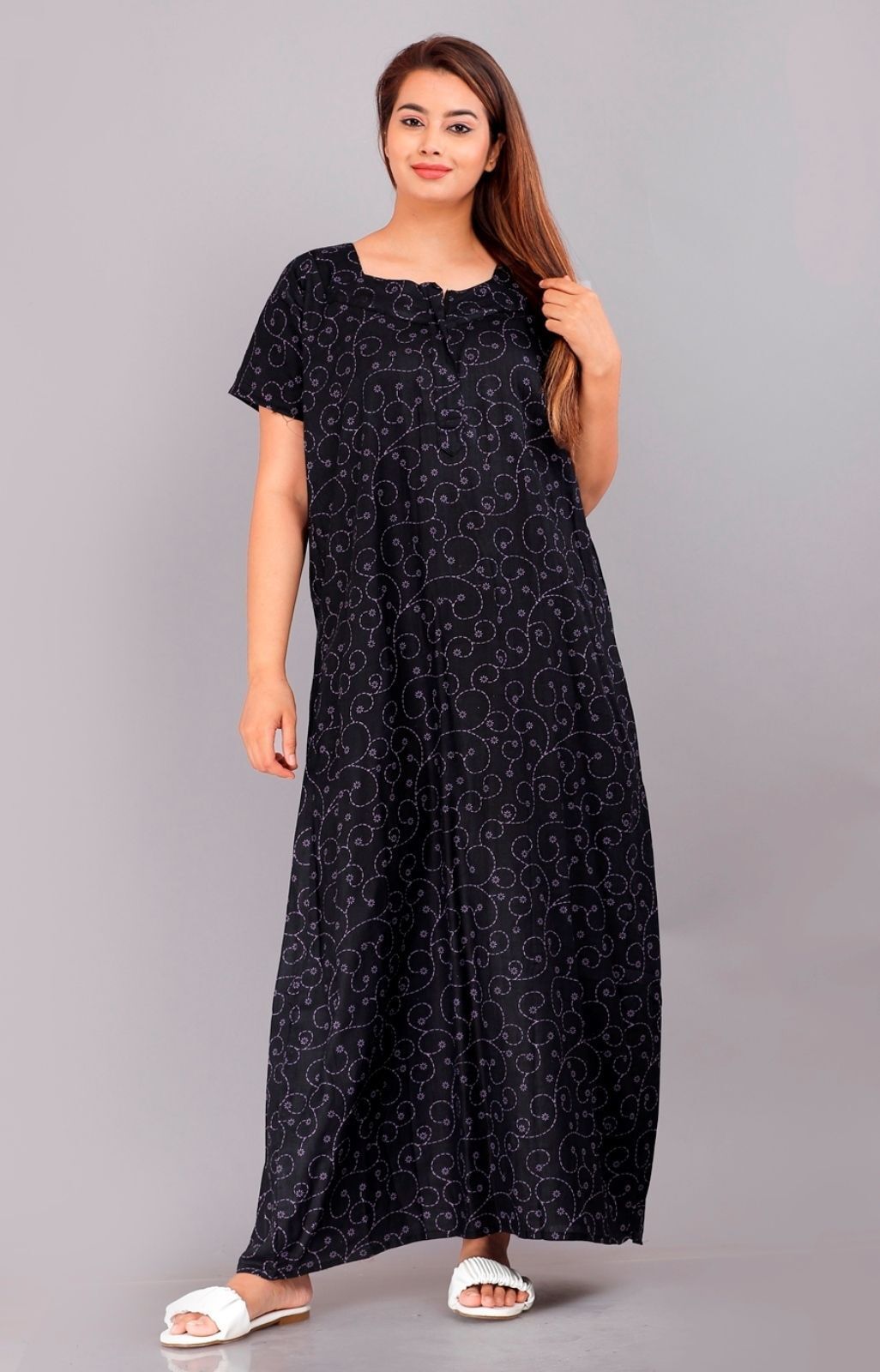 vrsu Women Fit and Flare Black Maxi/Full Length Dress-picture-1