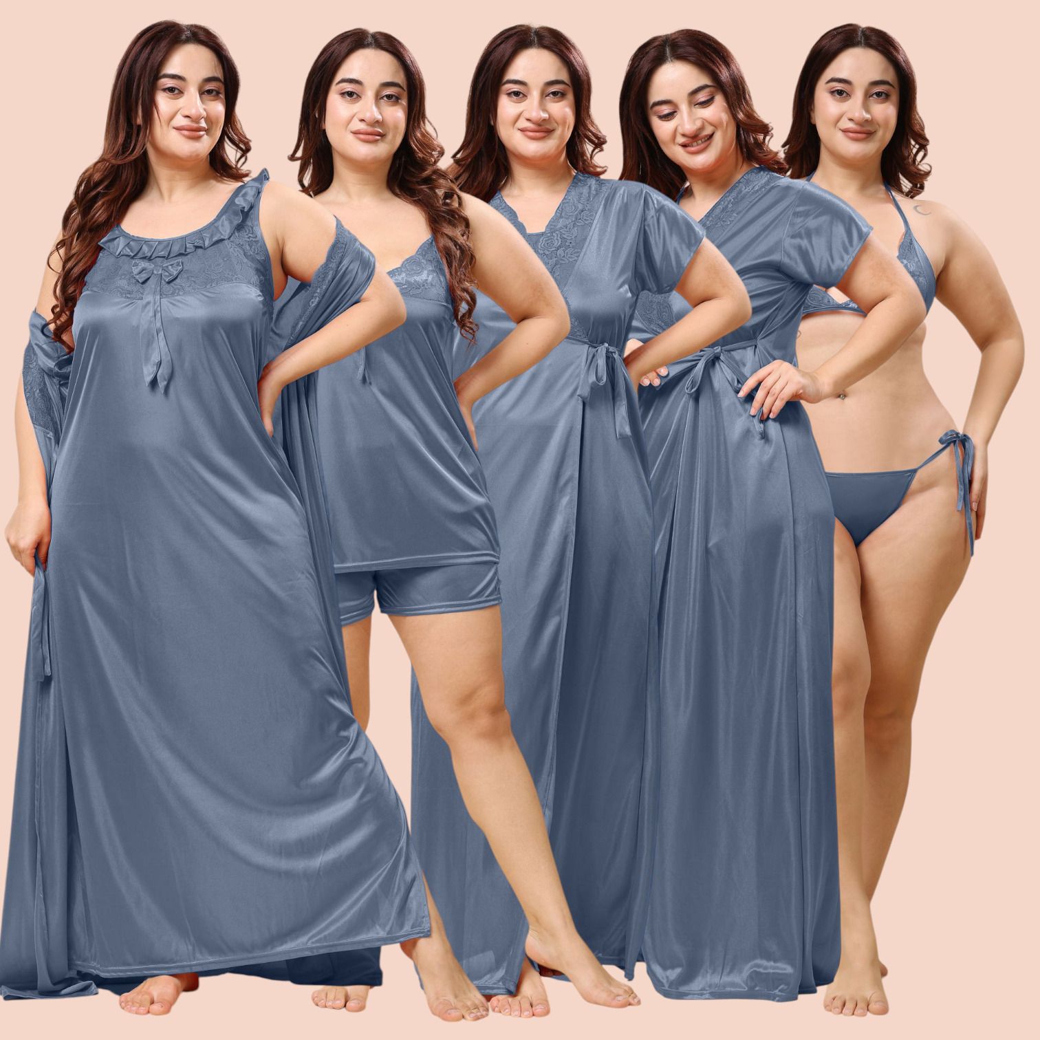Pack of 6 Women Nighty with Robe