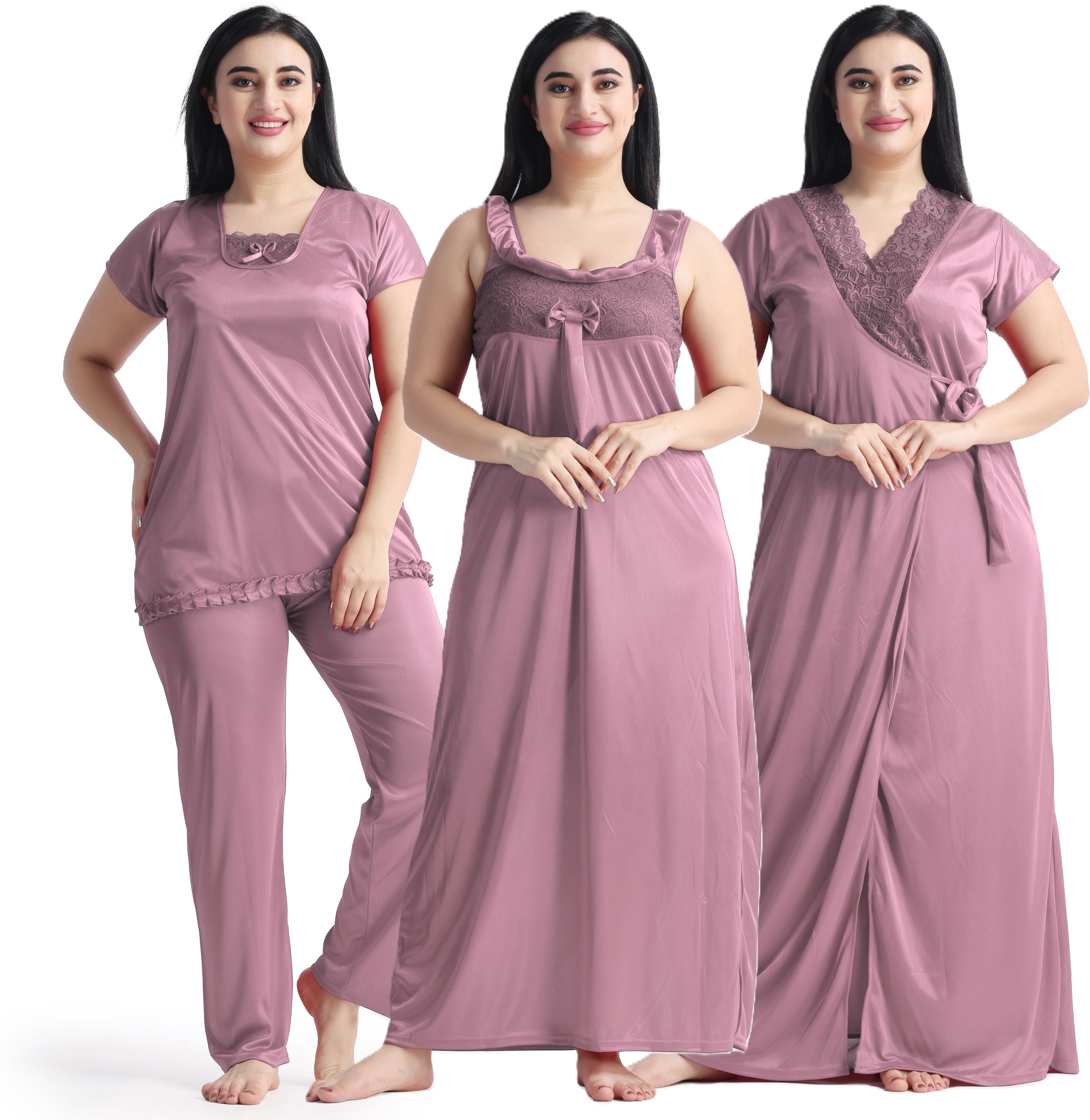 night keys Pack of 3 Women Nighty with Robe-picture-15