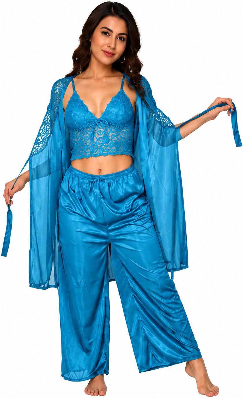 drishti enterprises Pack of 3 Women Nighty with Robe-picture-13