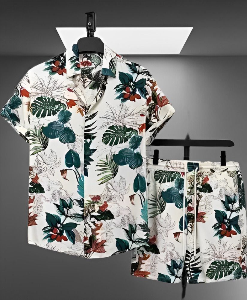 prinara Men Night Suit Set White Floral Print-picture-24
