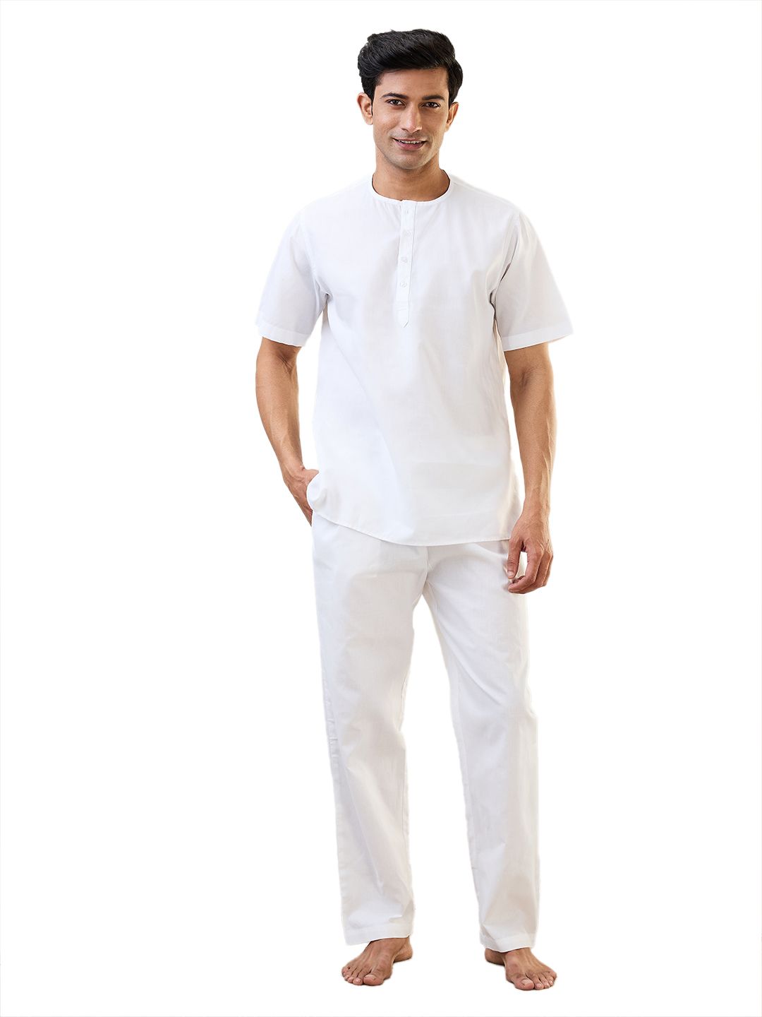 sleepz by raymond Men Top & Pyjama Set White Solid-picture-25