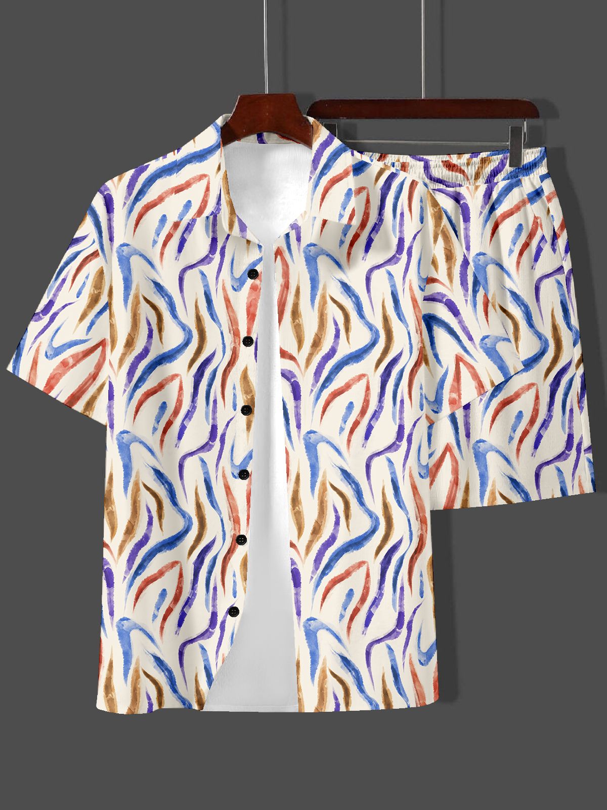Men Night Suit Set Orange Printed-image-49